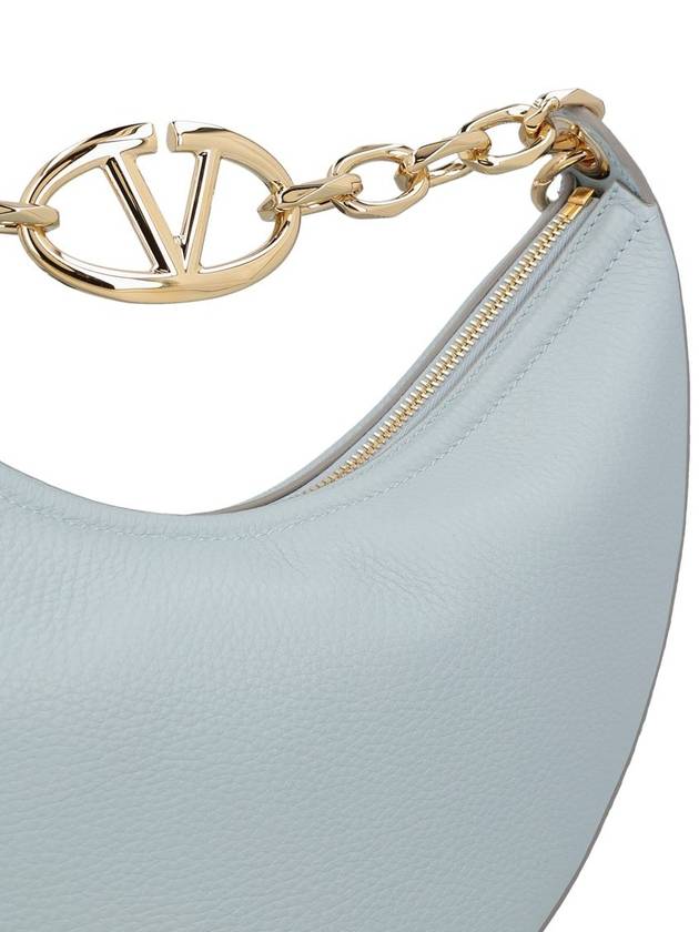 V Logo Zip-Up Medium Tote Bag Light Blue - VALENTINO - BALAAN 5