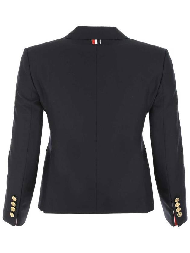 Women's Twill Slim Fit Single Breasted Wool Jacket Navy - THOM BROWNE - BALAAN 3