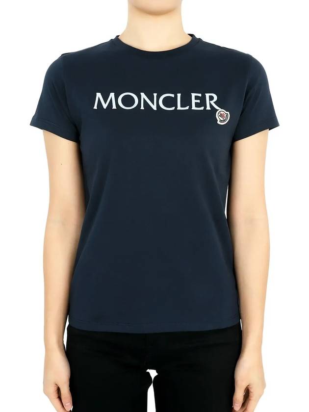 Kids Lettering Logo Patch Short Sleeve Navy 8C00005 83907 778 12 14A Adults can wear - MONCLER - BALAAN 3