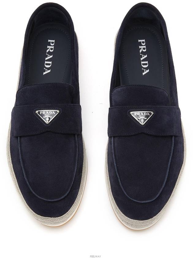 Triangle Logo Suede Loafers Navy - PRADA - BALAAN 2