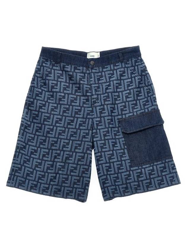 Kids All Over FF Bermuda Shorts Blue - FENDI - BALAAN 1