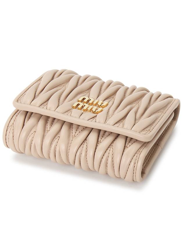 Matelasse Logo Nappa Leather Half Wallet Powder Pink - MIU MIU - BALAAN 4