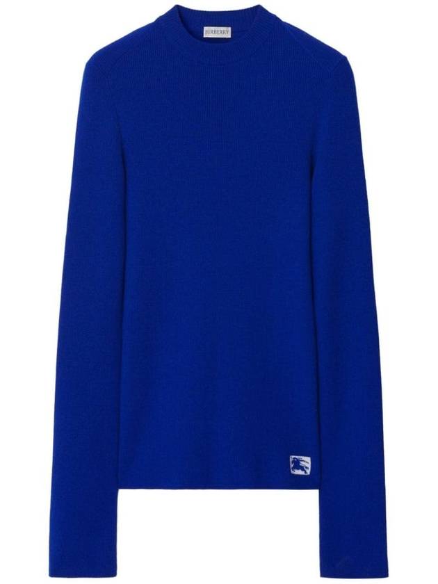 Logo Patch Slim Fit Wool Blend Knit Top Blue - BURBERRY - BALAAN 1