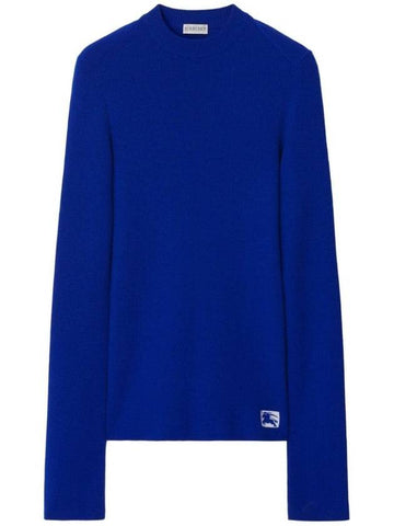 Logo Patch Slim Fit Wool Blend Knit Top Blue - BURBERRY - BALAAN 1