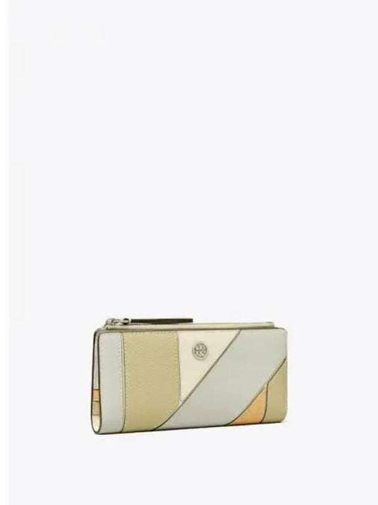 Robinson Color Block Patchwork Zip up Slim Card Wallet Half Feather Gray Domestic Product GM0023121907545 - TORY BURCH - BALAAN 1