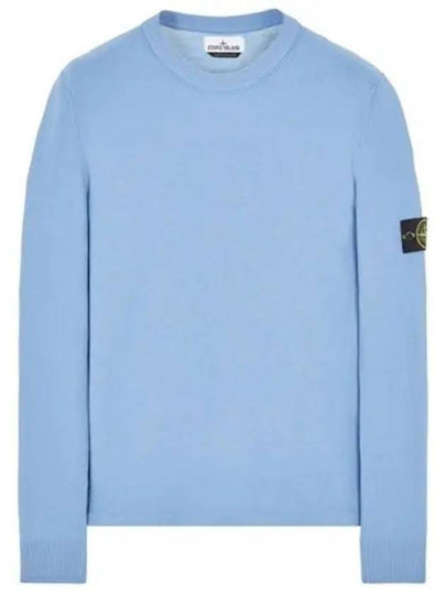 Men's Wappen Patch Crew Neck Wool Knit Top Blue - STONE ISLAND - BALAAN 2