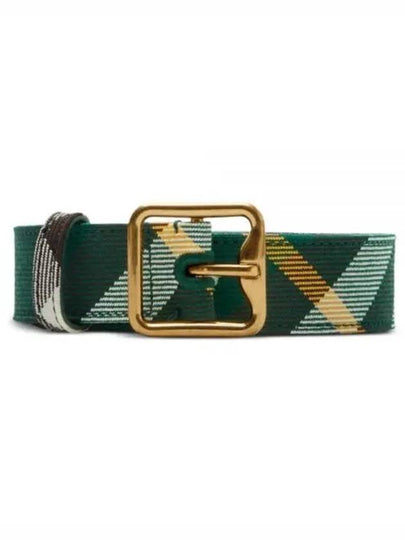 Check Pattern Buckled Leather Belt Green - BURBERRY - BALAAN 2