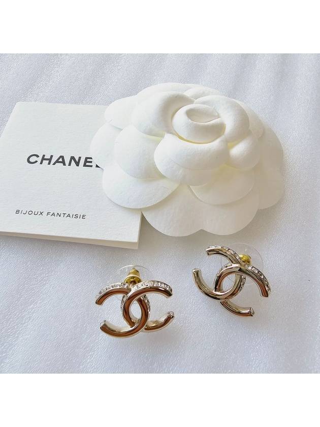 CC logo crystal earrings champagne gold ABB798 - CHANEL - BALAAN 2