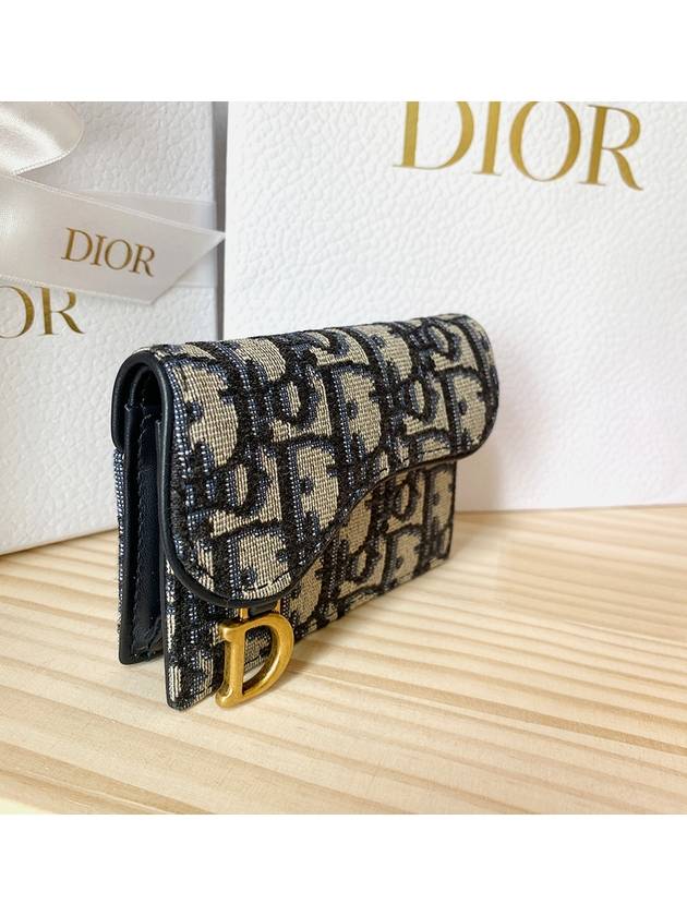 Saddle Flap Card Holder Blue  Oblique Jacquard - DIOR - BALAAN 10