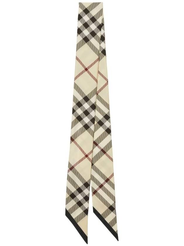 Skinny Check Silk Scarf Stone - BURBERRY - BALAAN 1