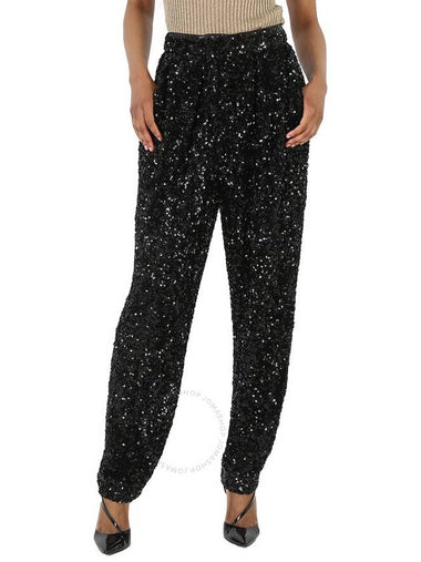 Rotate Ladies Black Sequin High-Waisted Trousers, Brand Size 36 (US Size 2) - ROTATE - BALAAN 1