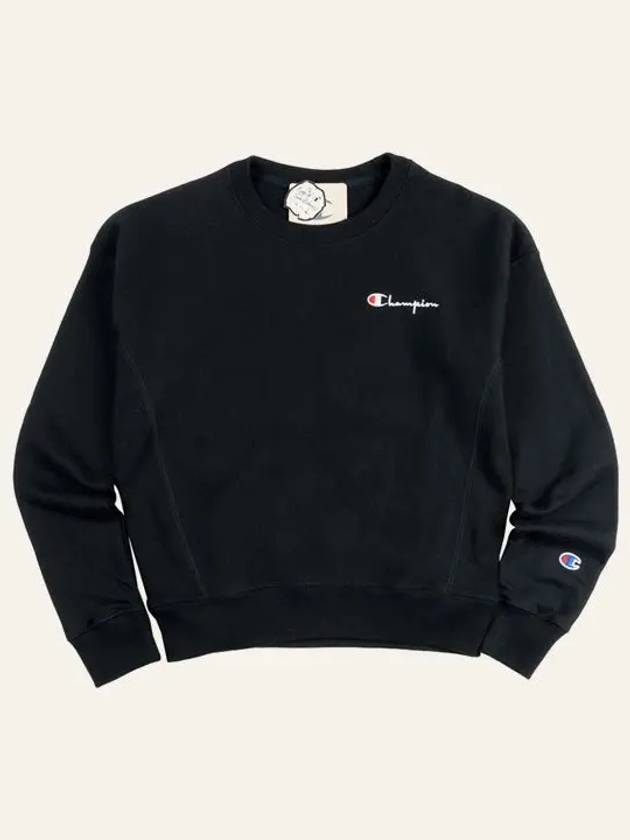 Reverse Embroidered Script Crew Neck Sweatshirt Black - CHAMPION - BALAAN 5