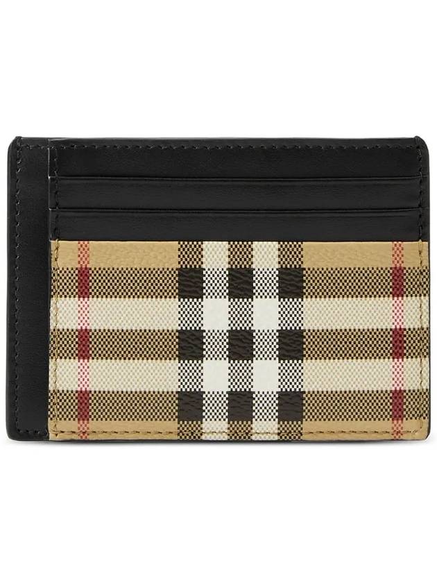 Check Logo Engraved Card Wallet Beige Black - BURBERRY - BALAAN 3