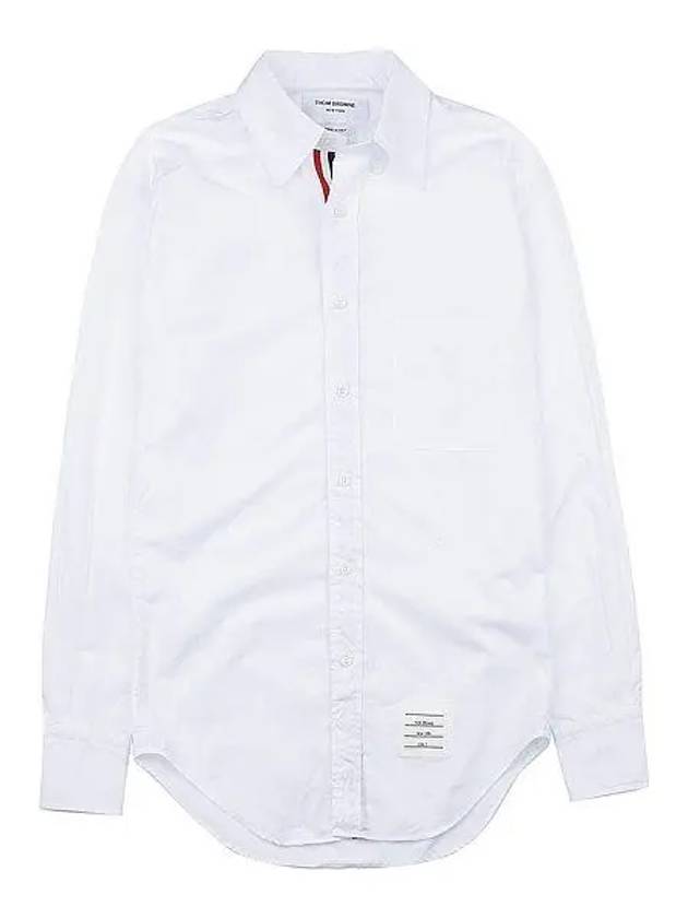 Men's Grosgrain Placket Solid Poplin Long Sleeve Shirt White - THOM BROWNE - BALAAN 3