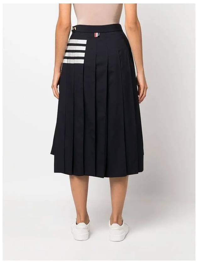 4 Bar Logo Plain Weave Wool Pleated Skirt Navy - THOM BROWNE - BALAAN 6