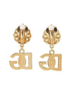 logo charm pearl earrings gold - DOLCE&GABBANA - BALAAN.