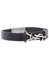 Opyum Silver Logo Leather Bracelet Black - SAINT LAURENT - BALAAN 2