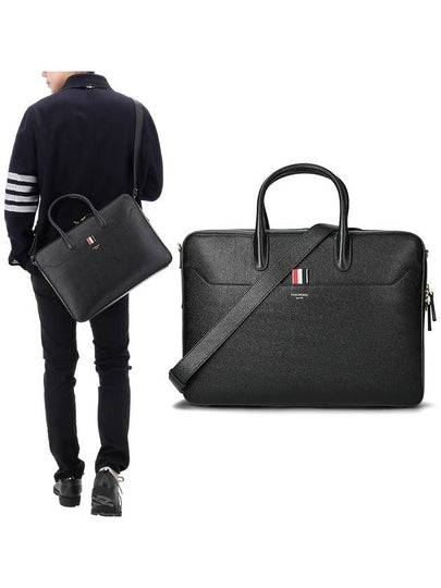 Pebble Grain Leather Brief Case Black - THOM BROWNE - BALAAN 2