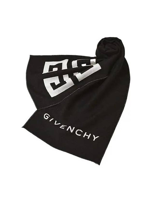 Two tone logo silk wool muffler black GV3518 J4546 1 - GIVENCHY - BALAAN 2