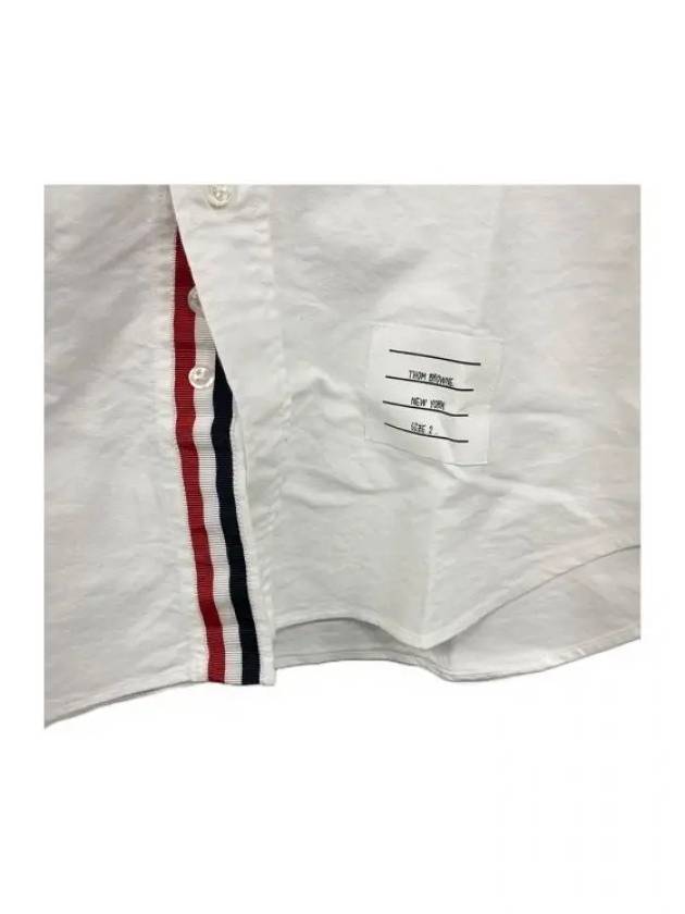 Oxford Grosgrain Placket Cotton Long Sleeve Shirt White - THOM BROWNE - BALAAN 4