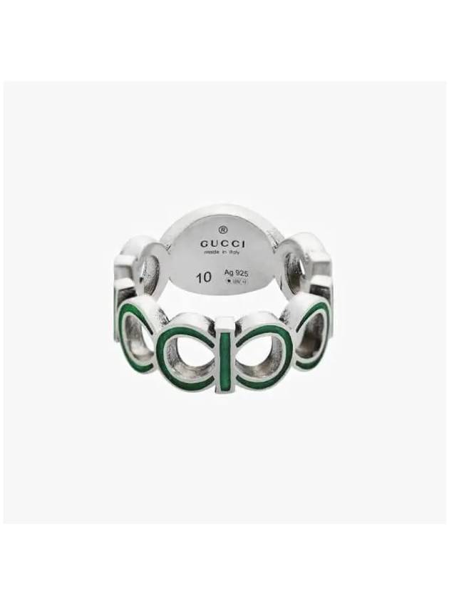 Interlocking G Enamel Ring Silver Green - GUCCI - BALAAN 4