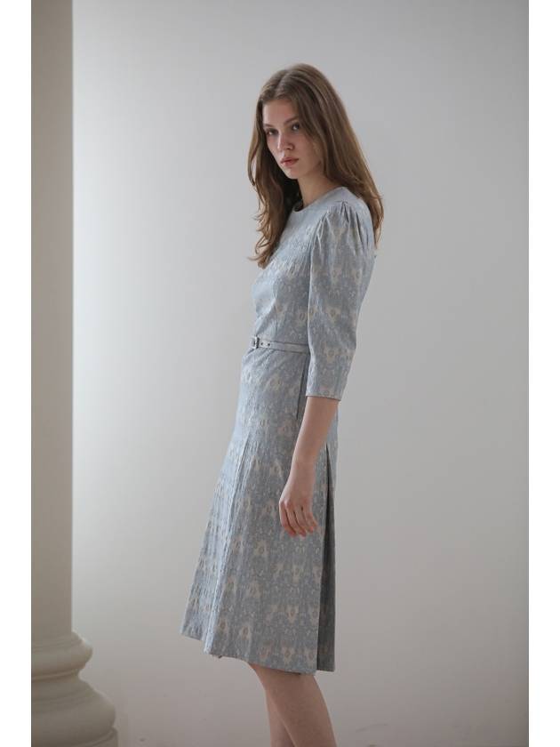 Caisienne wedding guest look embroidery H line midi dress dark sky blue - CAHIERS - BALAAN 2