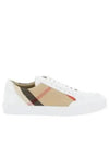 House Check Leather Sneakers Optic White - BURBERRY - BALAAN 2