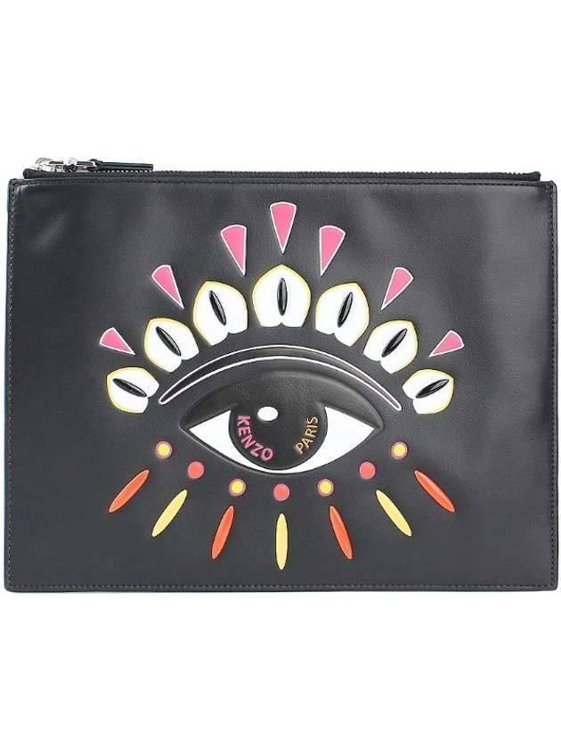 Big Eye Embroidery Clutch Bag Black - KENZO - BALAAN 1