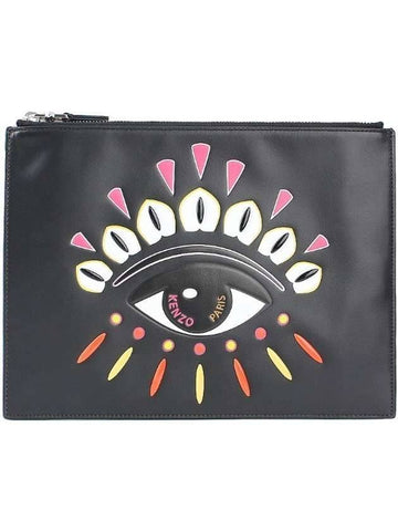 Big Eye Embroidery Clutch Bag Black - KENZO - BALAAN 1