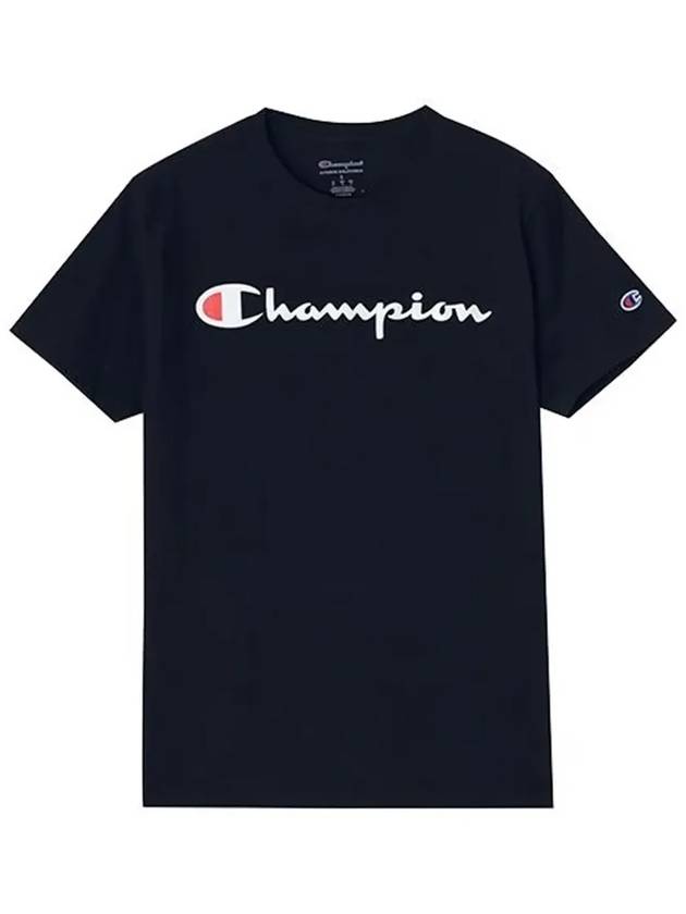 Classic Script Graphic Jersey Short Sleeve T-Shirt Navy - CHAMPION - BALAAN 6