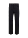 Denim Cotton Straight Jeans Black - SAINT LAURENT - BALAAN 2