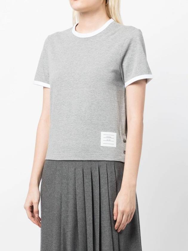 Asymmetric Hem Short Sleeve T-Shirt Grey - THOM BROWNE - BALAAN 3