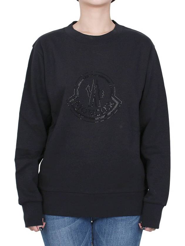 Crystal Logo Sweatshirt Black - MONCLER - BALAAN 3