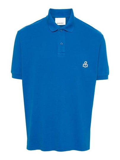 Afko Logo Cotton Polo Shirt Blue - ISABEL MARANT - BALAAN 2