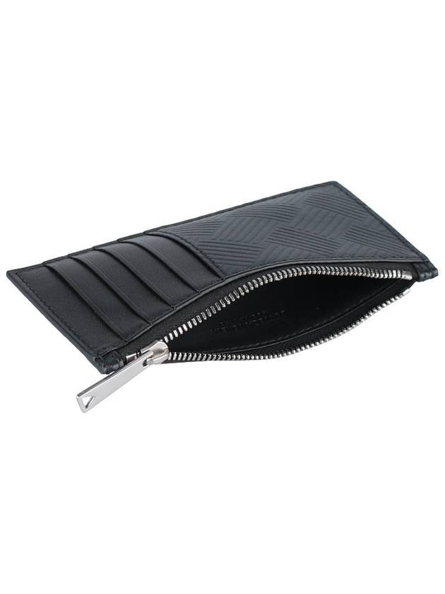 Weaving Pattern Zipper Card Wallet Black - BOTTEGA VENETA - BALAAN 8