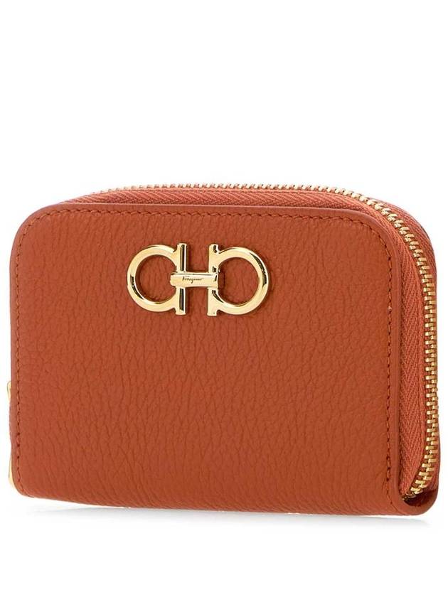 Women's Gancini Logo Zipper Card Wallet Terracotta - SALVATORE FERRAGAMO - BALAAN 3