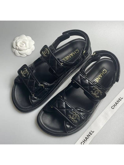 Logo Lambskin Sandals Black - CHANEL - BALAAN 2