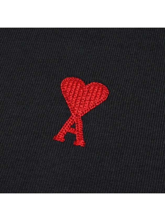 Chain Stitch Heart Logo Long Sleeve T-Shirt Black - AMI - BALAAN 6