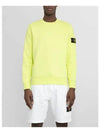 Wappen Patch Crew Neck Sweatshirt Neon Yellow - STONE ISLAND - BALAAN 3