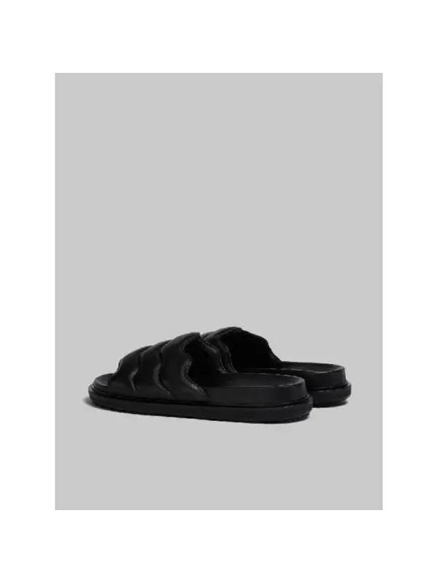 Padded Wave Leather Slide Slippers Black - MARNI - BALAAN 4