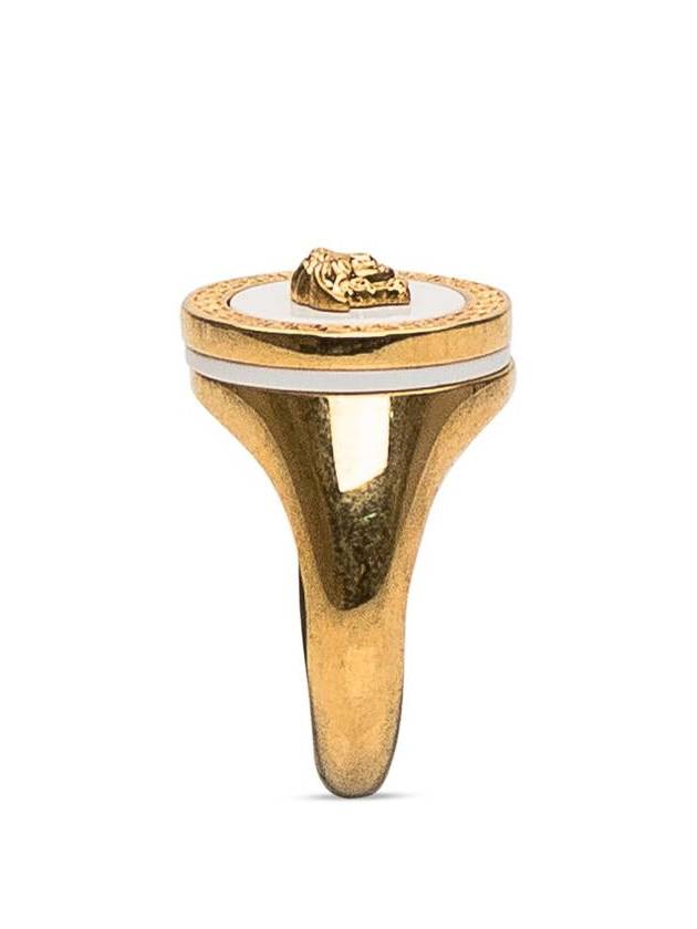 Men's Enamel Medusa Ring Gold White - VERSACE - BALAAN 4