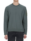 Compass Embroidered Crew Neck Organic Cotton Knit Top Musk Green - STONE ISLAND - BALAAN 3