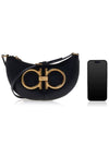 Maxi Gancini Small Shoulder Bag Black - SALVATORE FERRAGAMO - BALAAN 7