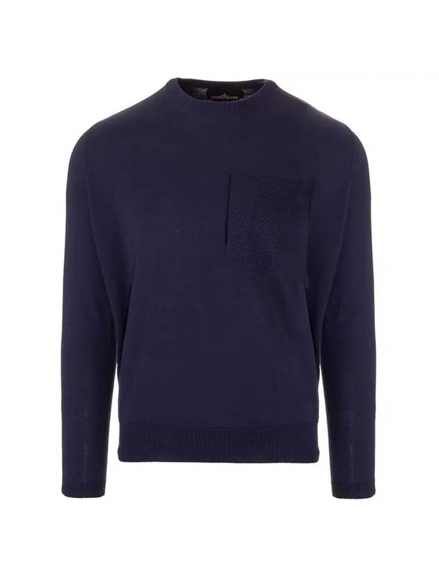 Shadow Project Pocket Crew Neck Knit Top Navy - STONE ISLAND - BALAAN 1