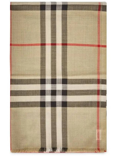 Check Wool Silk Scarf Beige - BURBERRY - BALAAN 2