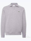 Logo Half Zip Up Cotton Sweatshirt Grey - LACOSTE - BALAAN 2