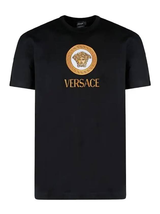 Embroidered Medusa Short Sleeve T-Shirt Black - VERSACE - BALAAN 3