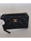 Classic Zipped Coin Purse Grained Calfskin & Gold Black - CHANEL - BALAAN 5