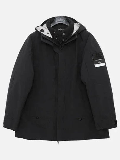 Men's Cocoon Logo Patch Parka Black - STONE ISLAND - BALAAN 2