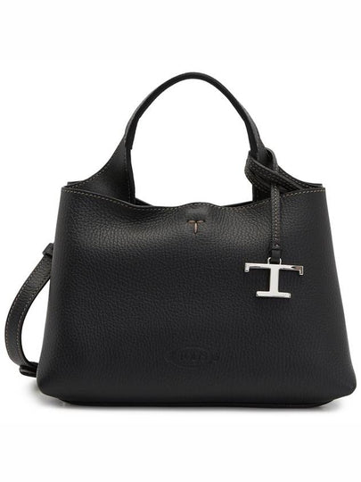 Logo Charm Leather Micro Tote Bag Black - TOD'S - BALAAN 2